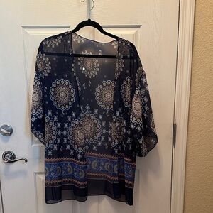 Navy Blue Patterned Women's Top